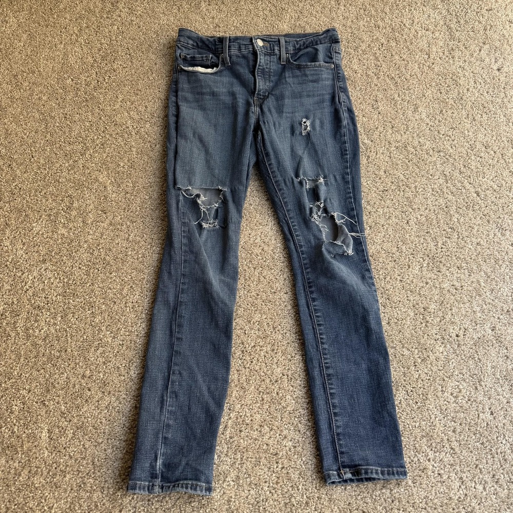 Levi's 311 Shaping Skinny Jeans Womens 30 Med Wash Blue Distressed Stretch Denim